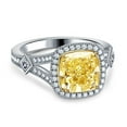 thumbnail image 4 of Divine_creation 2.10 Ctw Cushion Cut Yellow Citrine Womens Engagement Ring 14K White Gold Plated 925 Sterling Silver -6.5, 4 of 4
