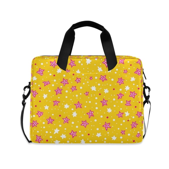 FORMRS 16" Laptop Bag Carrying Sleeve Case with Handle Travel Shoulder Briefcase, Pink White Stars