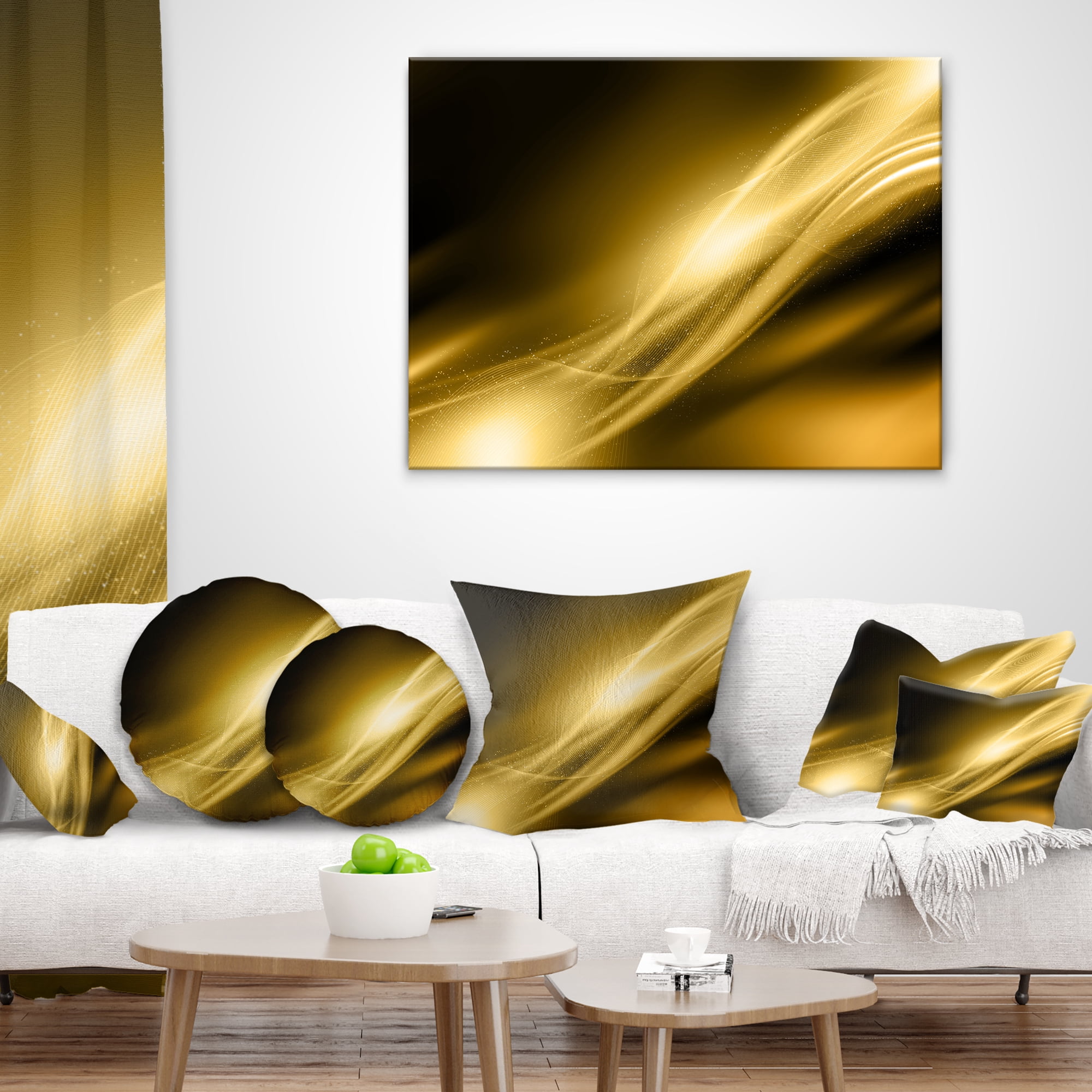 Designart Sparkle Gold Texture Pattern - Abstract Throw Pillow - 12x20