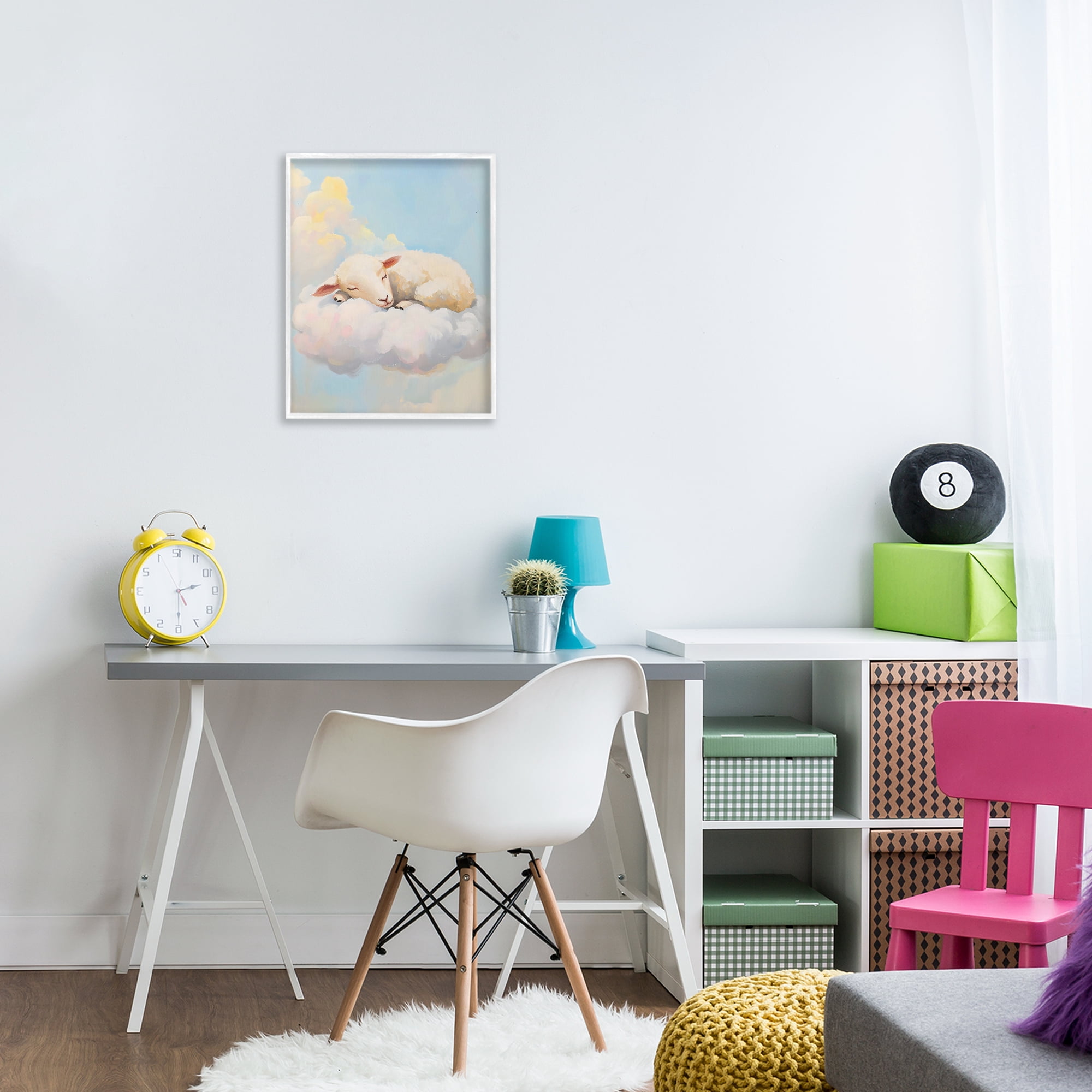 Stupell Industries Sleeping Sheep on a Cloud White Framed Giclee Art, design by The Prints Vibe