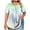 Mint Green(Type 50), variant on Otvok Spring Summer Plus Size Tops for Women Short Sleeve Round Neck Button Up Pleated T-shirt