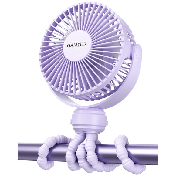 Mini ventilador eléctrico Gaiatop con rotación de 360 grados recargable, color morado