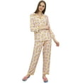 thumbnail image 3 of Bimba Women's Off-White Printed Pajama Pant Shirt Set Full Sleeve Nightwear-4, 3 of 5