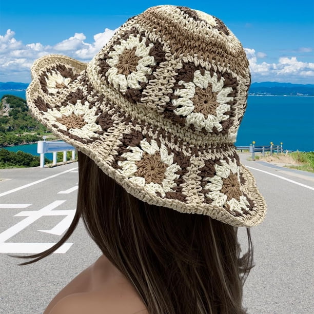 Kukuzhu Multicolor Floral Crochet Straw Sun Hat, Foldable  display picture 3
