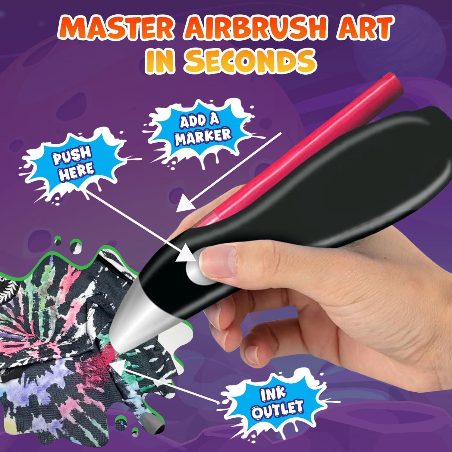 Electric Airbrush Pen, Cordless Rechargeable Electric Airbrush Sprayer, Water Colour Spray Pen, Airbrush Marker Set 12 Colors, Washable Watercolour