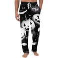 thumbnail image 3 of UDAUDU Mens Halloween Pajama Pumpkin Ghost Lightweight Pj Pants Elastic Waistband Halloween Lounge Sleep Bottoms with Pocket Dark Gray XL, 3 of 7
