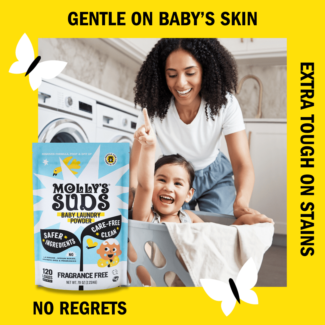 Molly's Suds Baby Laundry Detergent Powder | Removes Formula, Poop & Spit-Up Stains (Fragrance Free)