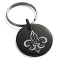 thumbnail image 1 of Stainless Steel Valorous Fleur De Lis Engraved Small Medallion Circle Charm Keychain Keyring, 1 of 1
