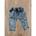 thumbnail image 3 of Coduop Toddler Baby Kids Girl Denim Pants High Waist Ripped Jeans Hole Trousers 1-5 Years, 3 of 6