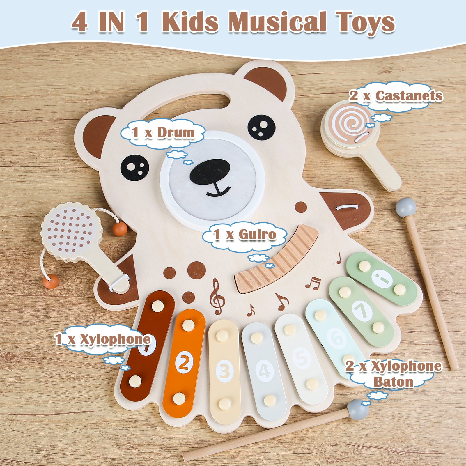 Wdmiya Baby Musical Toy Educational Toy, Fine Motor Skills Xylophone Drum Set, Baby Xylophone For Kids 1 2 3 Year Old Girls Boys