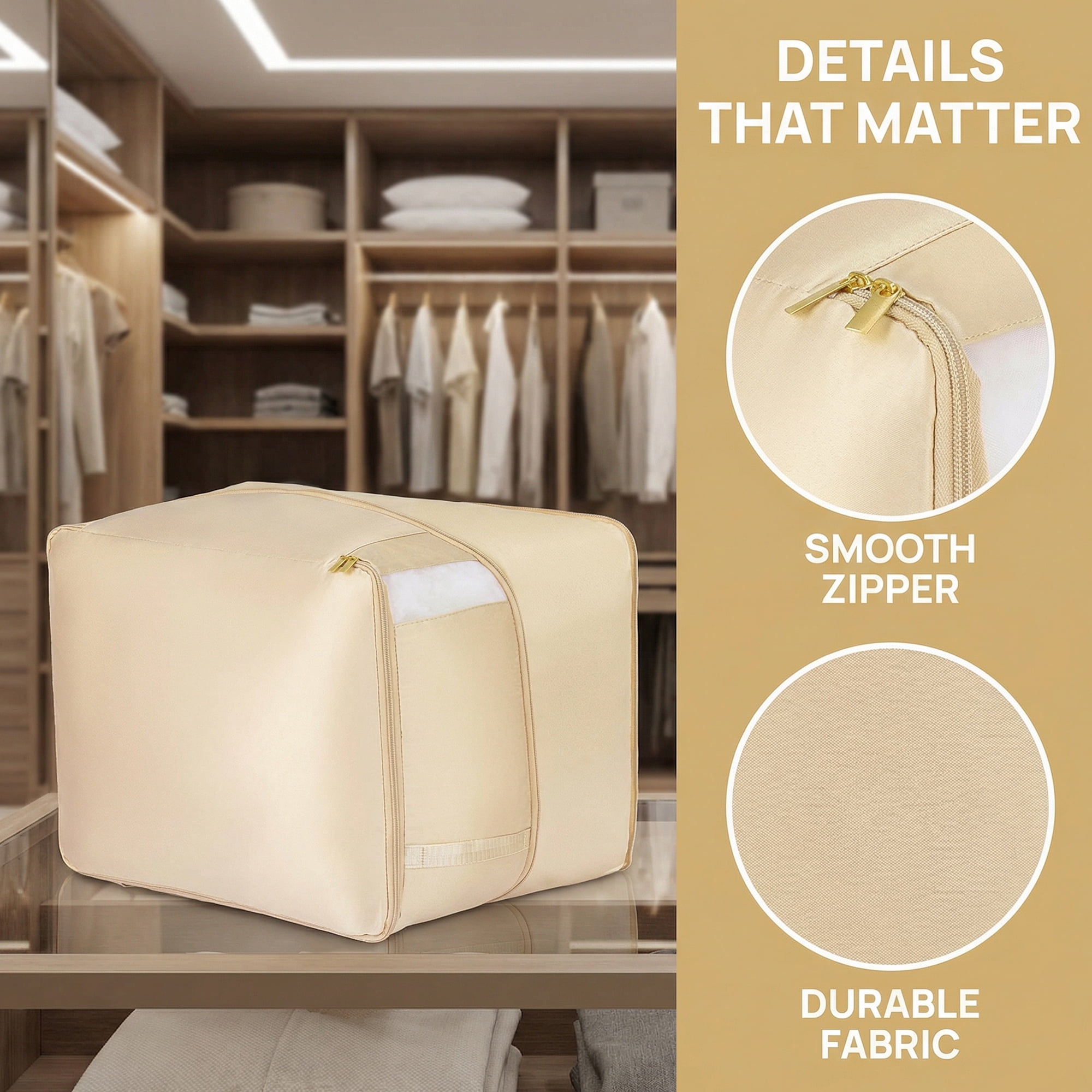 Unique Bargains Storage Bag for Organizing Closet with Handles Apricot 20.5"x16.5"x19.7"