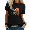 thumbnail image 2 of Prolriy Summer Tops for Women 2024 Vintage 1974 T Shirt Women's 50Th Birthday Gifts 50 Years T Shirt Women Round Neck Short Sleeve Retro Graphic Print Tee Shirts Womens Tops Black M, 2 of 5