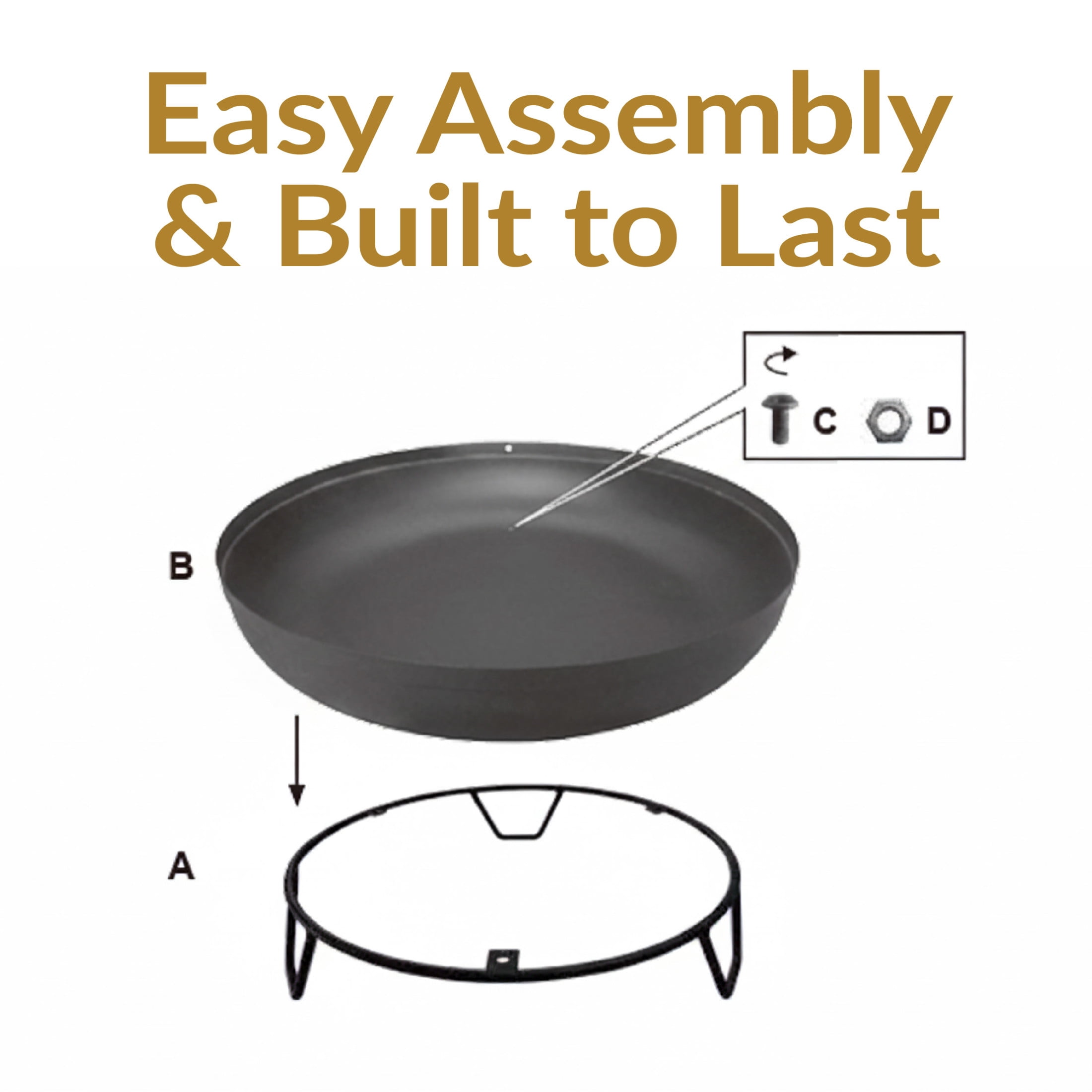 Sunnydaze 23" Round Wood-Burning Black Finish Steel Fire Pit Bowl