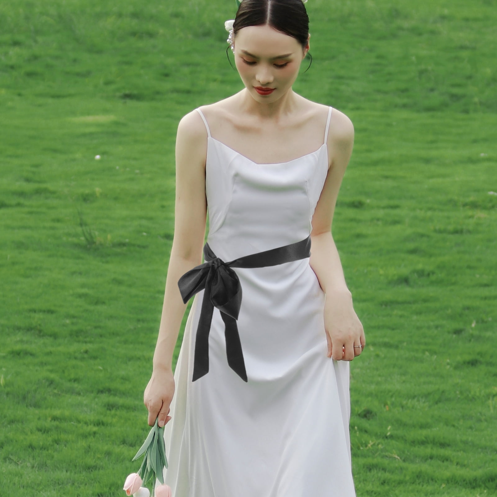 2 Ceintures En Satin Noir Pour Femme - Accessoire Polyvalent Pour Robe, Chapeau, Cheveux, Style élégant Et Facile à Nouer - 12