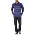 thumbnail image 2 of INSPIRE CHIC Men's Casual Long Sleeves Contrast Striped Golf Polo T-Shirts S Navy Blue, 2 of 6