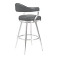 thumbnail image 2 of Armen Living Justin 26" Modern Faux Leather & Metal Swivel Counter Stool in Gray, 2 of 4