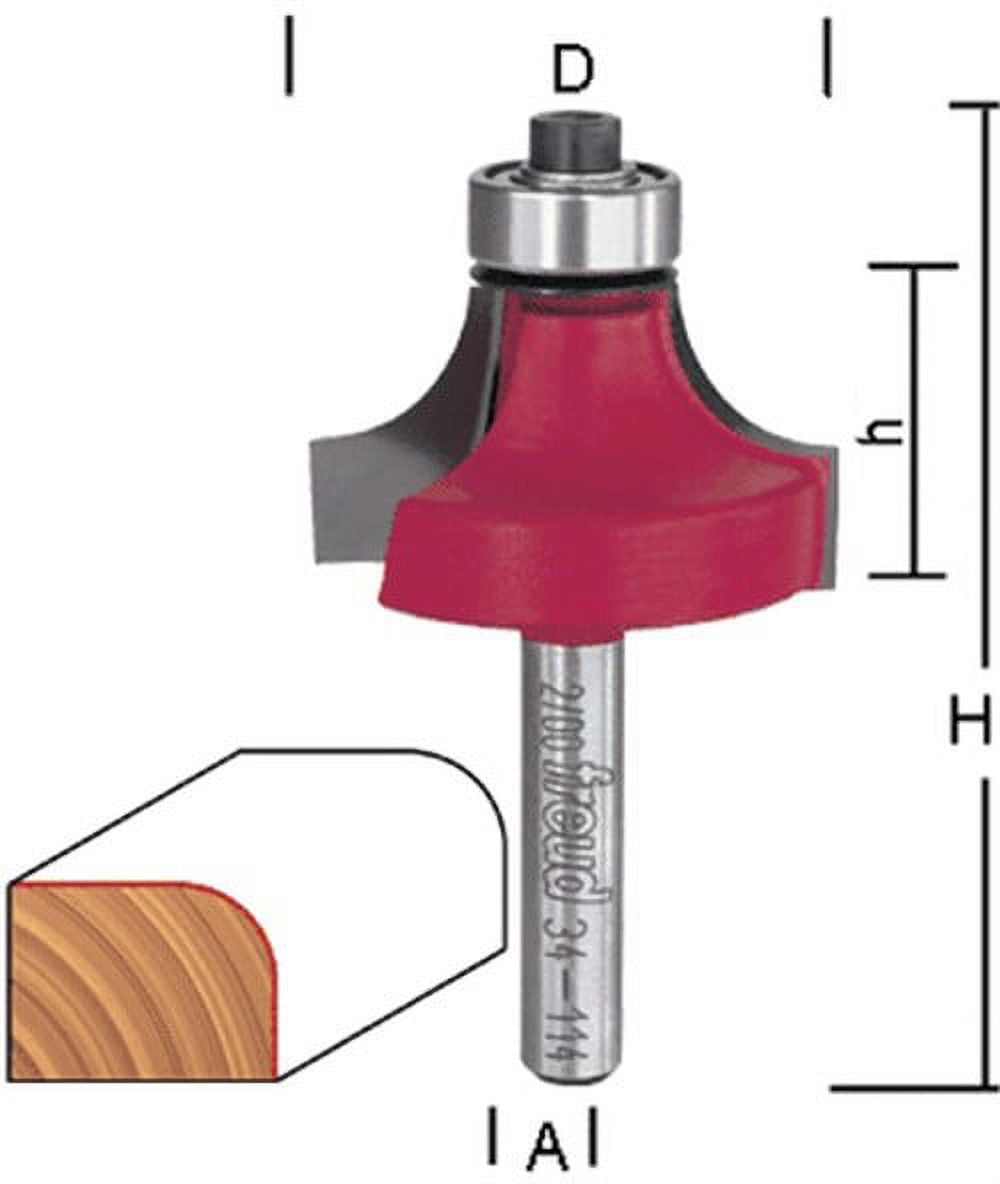 Freud 1-3/8 in. Dia. x 3/8 in. x 2-3/16 in. L Carbide Rounding Over Router Bit