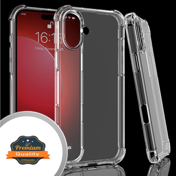 Xpression Cover for Apple iPhone 16 (6.1") HD Crystal Clear Hybrid TPU [Four-Corner Protective] Rubber Silicone Gel Transparent Phone Case - Clear
