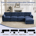 thumbnail image 5 of Sectional Sofa with Ottoman, L Shaped 4 Seat Chenille Cloud Couch with Chaise, Modular Sectional Sofa Sleeper Living Room Furniture Set, Blue, 5 of 6