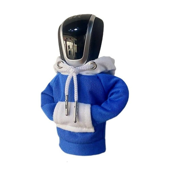 Funny Car Cotton Color Stitching Hoodie Car Gear Shift Cover Gear Shift Knob Hoodie Sweatshirt Knob Hoodie Cover WHITE&BLUE