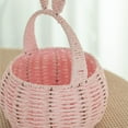 thumbnail image 7 of Wickerwise Hand-Woven Easter Bunny Ear Basket with Handle – Multi-Purpose Paper Rope Wicker Basket for Easter Egg Hunts, Picnics, Flower Arrangements, Food Storage, Party, and Home Decor, Pink, 7 of 7