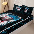 thumbnail image 3 of Castle Fairy Baseball Glove Print Zipper Twin Comforter Sets with Fitted Sheet and 2 Pillowcases, Graffiti Stars Print Zipper Bedding Set, Black Blue White,4-Piece,Black Reversible, 3 of 6