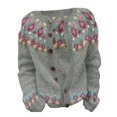thumbnail image 4 of Wutalume Women's Fair Sweaters Neck Loose Fit Button Up Chunky Sweater Open Front Casual Fall Knit Jacket, Comfortable and Stylish Top for Layering,Dark Gray 2XL, 4 of 4