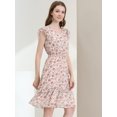 thumbnail image 4 of INSPIRE CHIC Women's Flutter Sleeves V Neck Smocked Waist Ruffle Floral Dresses, 4 of 6
