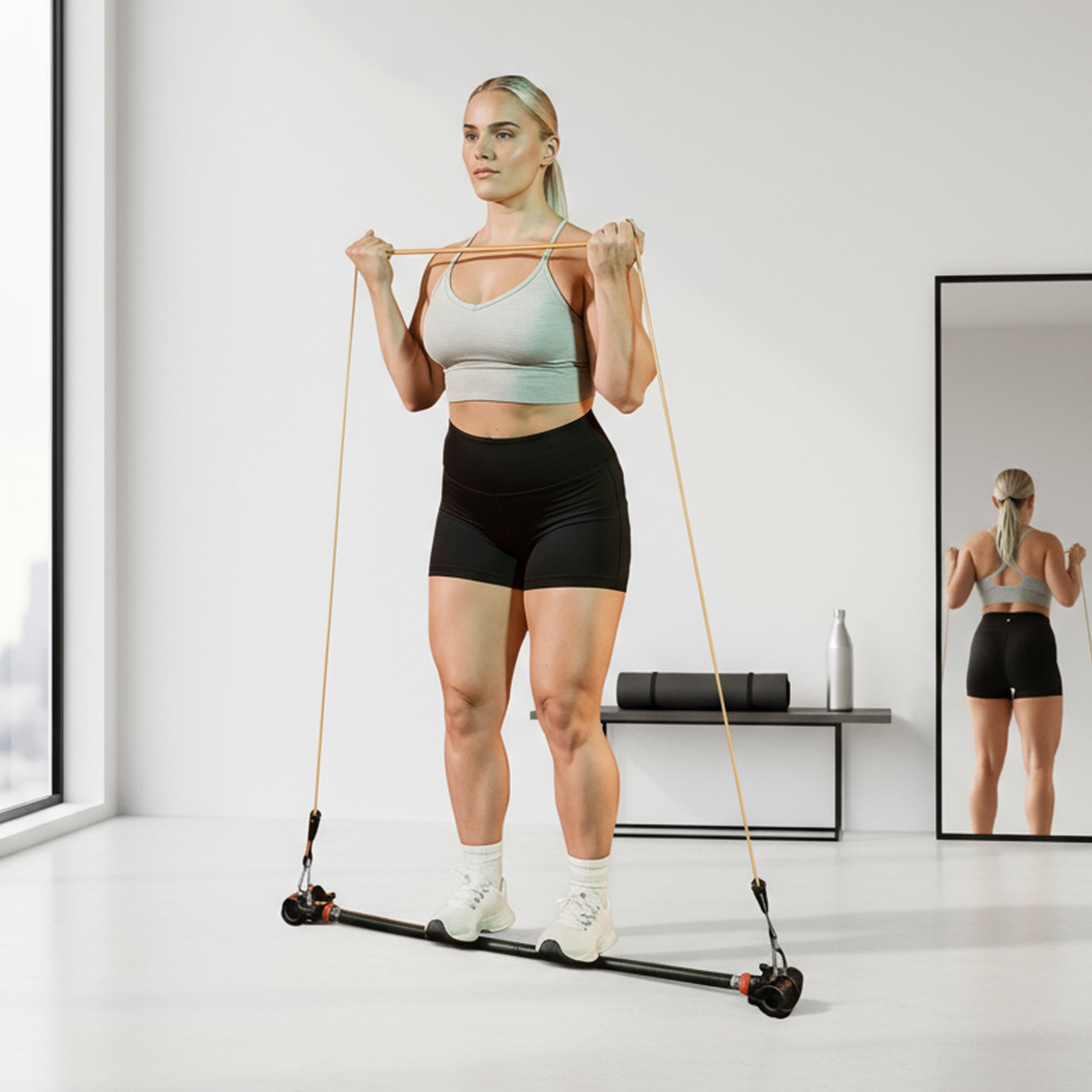 PRCTZ Modular Weightlifting Barbell, Adjustable Dumbbell to Barbell Weight Bar ,Curl Bar, and Macebell Converter, Built-in Resistance Tube Adapter, Up to 200 lb. Capacity