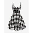thumbnail image 2 of Rosegal Women's Plus Size Plaid Half Zipper Backless Vintage Dress with Chain, 2 of 5