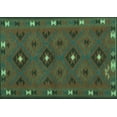 thumbnail image 1 of Ahgly Company Machine Washable Indoor Rectangle Southwestern Turquoise Blue Country Area Rugs, 6' x 9', 1 of 4