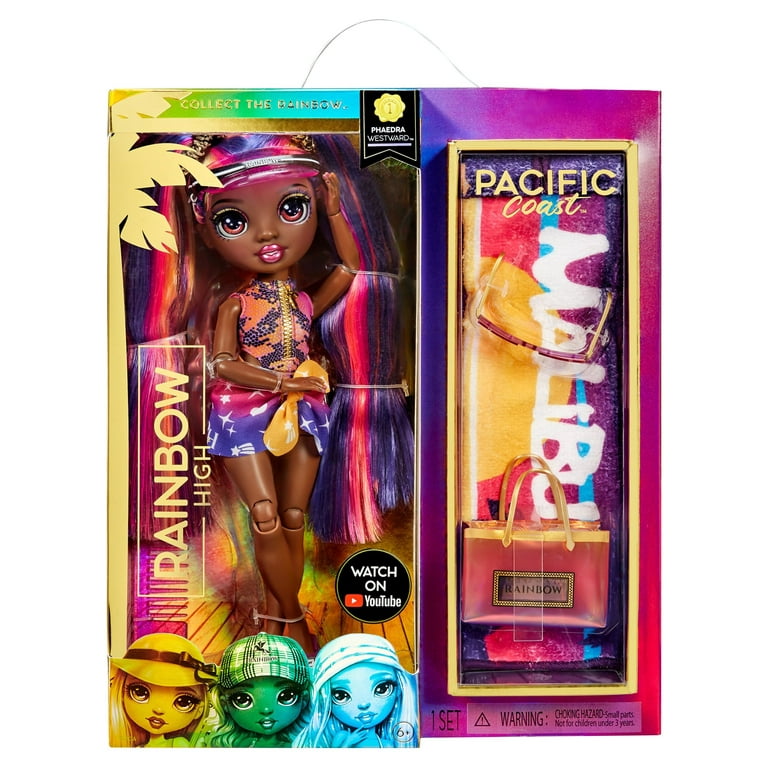Rainbow High Pacific Coast Phaedra Westward- Sunset (Purple) Fashion Doll  with Pool Accessories Playset, Bonus Legs. Kids Ages 6-12 Years 