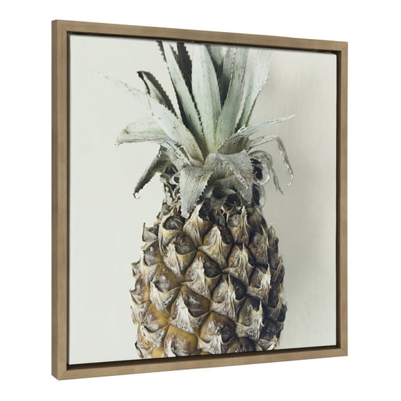 Kate and Laurel Sylvie Solo Pineapple Framed Canvas Wall Art by Emiko and Mark Franzen of F2Images, 22x22 Gold, Chic Kitchen Art Wall Décor