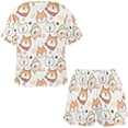thumbnail image 4 of SKQIT Ensembles de Pyjamas pour Femmes Manches Courtes, Ensembles de Détente Décontractés Deux Pièces Hauts à Manches Courtes et Shorts avec Poches, 4 of 6
