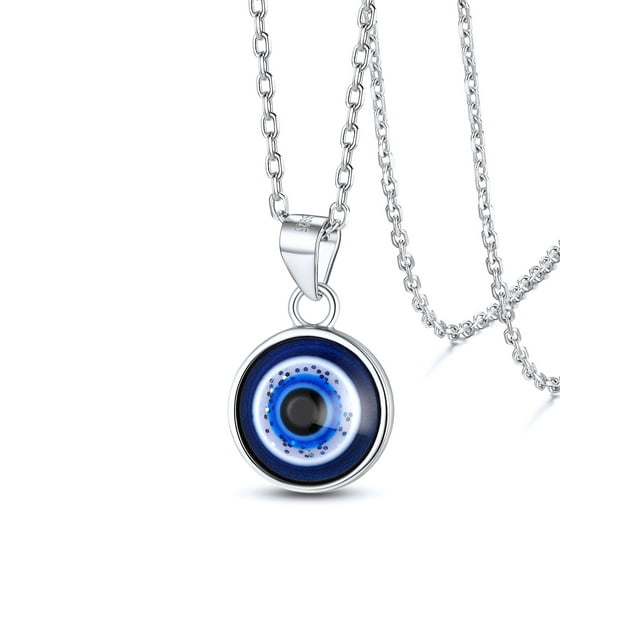 Collar de ojo malvado Silvora Plata de Ley 925 Colgante Ojo Azul