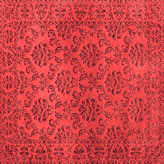 Ahgly Company Indoor Square Abstract Red Contemporary Area Rugs, 5' Square