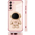 thumbnail image 4 of Compatible with Samsung Galaxy S21 Case Astronaut Plating Electroplate Luxury Elegant Case Camera Protector Kickstand Shockproof Protective Corner Back Cover Galaxy S21 Case -Pink, 4 of 11