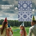 thumbnail image 6 of Outsunny Outdoor Rug & Bag, 9' x 12' Plastic Rug, Blue & White Floral, 6 of 7
