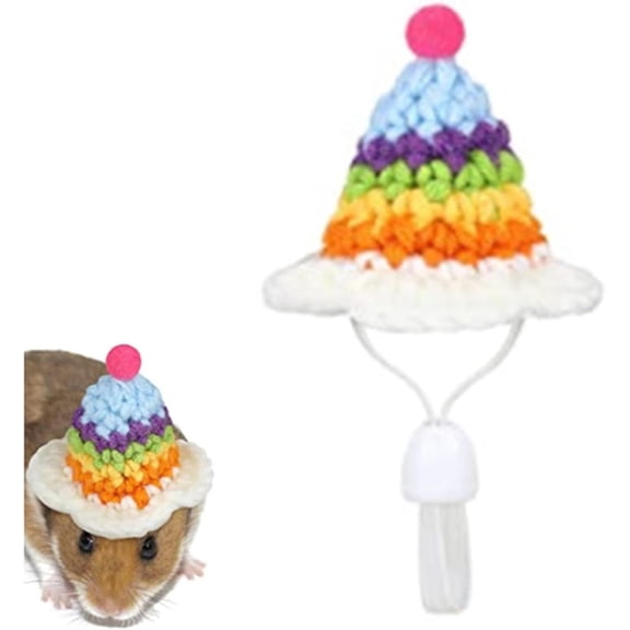 GYTY Mini Knit Pet Hats for Mice Birds Lizards Squirrels Guinea Pigs Sugar Gliders - Adjustable Lanyard - Cute Accessories for Small Animals for Pet Parties Daily Fun! (Carrot)
