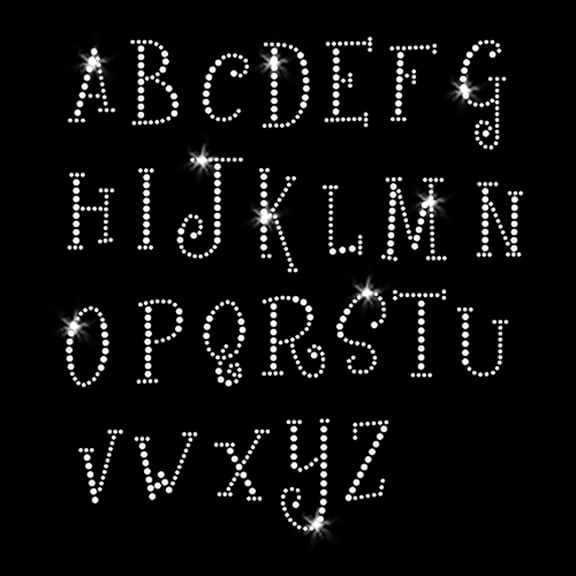 Girly Font Uppercase Alphabet Iron-on Rhinestone Transfer by JCS Rhinestones