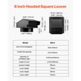 thumbnail image 2 of KFFKFF 6-Inch Hooded Wall Vent Cover, Square AC Vent Gable Cover, Durable SPCC Steel with Built-in Protective Screen, Suitable for Roofs, Walls, and Outdoor Duct Exhaust Outlets (1 Pack, Black), 2 of 9