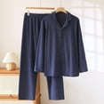 thumbnail image 2 of Women's Modal Pajama Set Button Down Sleepwear Long Sleeve Top and Pants Lace Collar Petite 2025 Fall Outfits, 2 of 3
