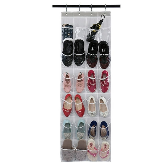 Gnmfd Door Shoe Organizer 24 Pockets Hanging Nonwoven Mesh Rack with Hooks, Large Overdoor Storage for Shoes Slippers Belts Scarves, Shoe Storage Cabinet and Closet Storage
