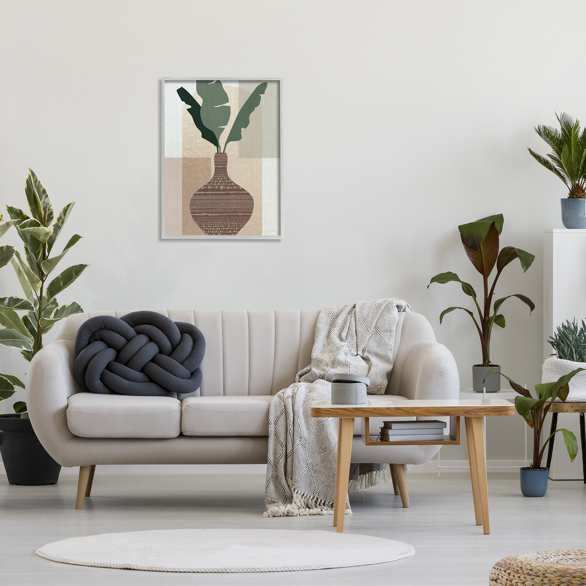 Stupell Industries Earthy Boho Plant Sprigs Botanical & Floral Painting Gray Framed Art Print Wall Art, 24 x 30