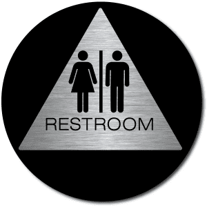 

California Unisex RESTROOM Door Sign - Color Reverse-Steel / Black (2 Units)