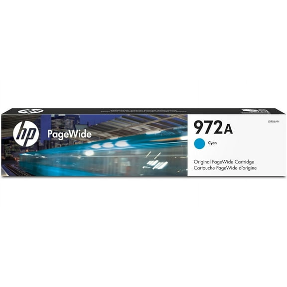 HP 972A Cyan Original PageWide Cartridge, ~3,000 pages, L0R86AN
