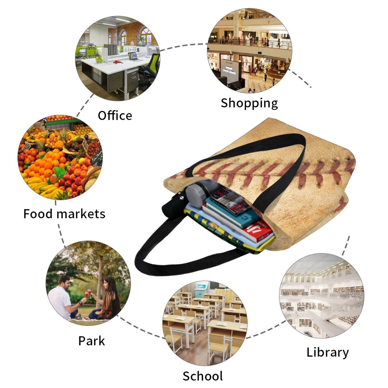 Ratiio Vintage Baseball Print Shoulder Bag for Women, Polyester Crossbody Purse Lightweight Handbag for Daily Travel and Casual Use