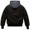 thumbnail image 2 of KVE Boy's Faux Leather Jacket Windproof Fleece Lined Warm Winter Coat Kids Bomber Outerwear PU Motorcycle Hooded Jacket Coffee 8, 2 of 8