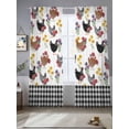 thumbnail image 2 of Farmhouse Rooster Sheer Curtains 96 Inch Length 2 Panels Set Window Treatments, Country Watercolor Flowers Black Plaid Rod Pocket Semi Curtains for Living Room/Bedroom/Kitchen Décor, 104"W x 96"L, 2 of 7