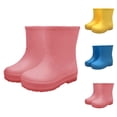 thumbnail image 4 of XIMIN Kid Girl's Thickened Sole Solid Color Anti-Slip Wading Boots Ankle Rain Boots Waterproof PVC Garden Boots Four-Season Fleece-Lined Water Shoes, 4 of 4